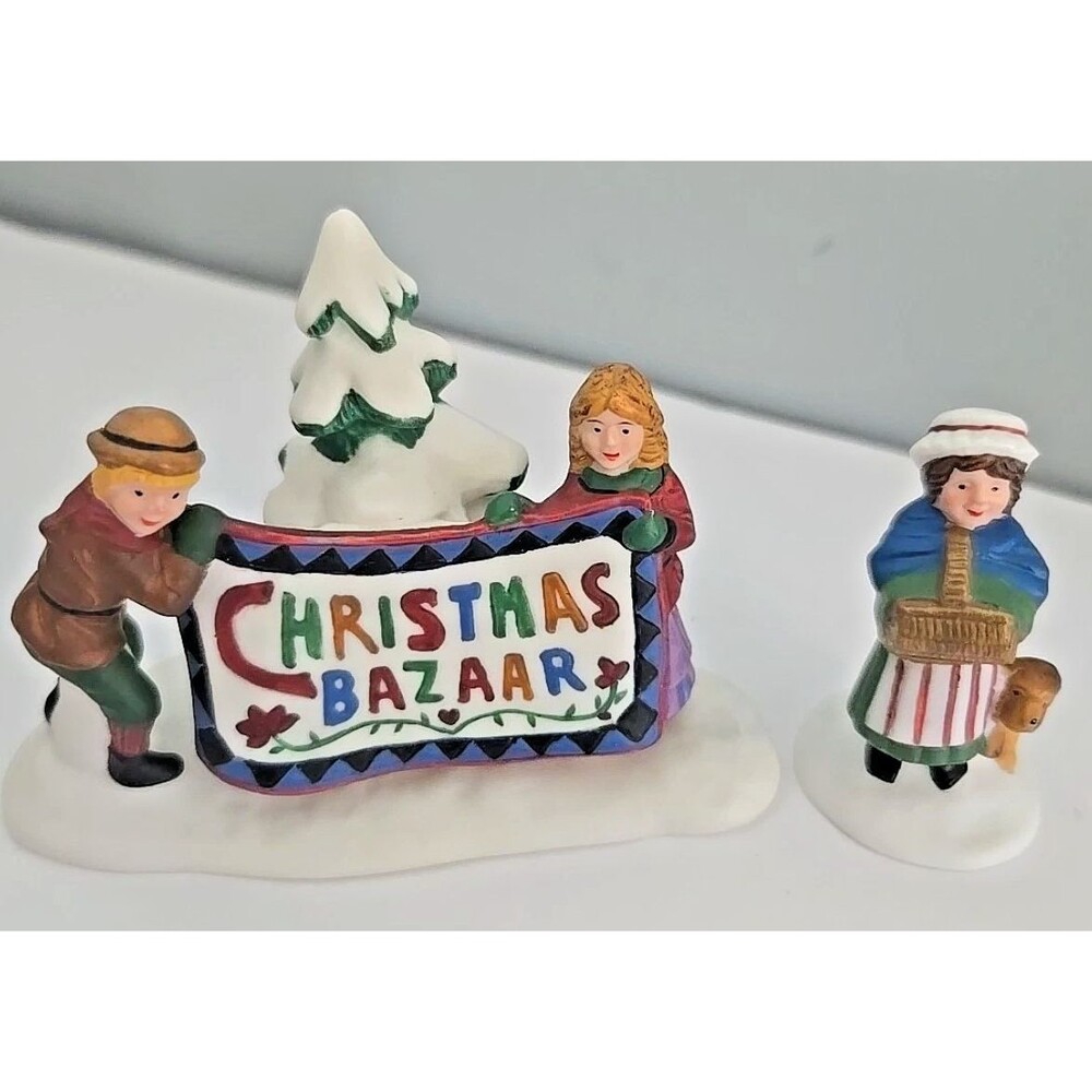 DEPT 56 #5659-8 Christmas Bazaar...Sign Set of 2 Heritage Village New England